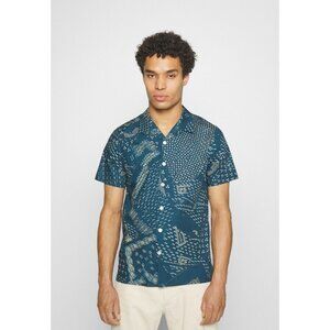 NWT PS PAUL SMITH Mens S Short Sleeve Blue Printed Vacation Button-Down Shirt